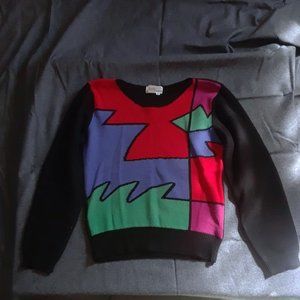 Lloyd Williams Red/Green/Blue Geometric Print Sweater